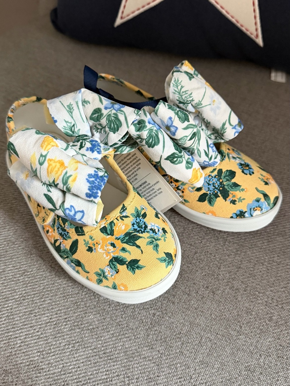 Janie and Jack Yellow Floral Bow Slip-On Shoes for Kids